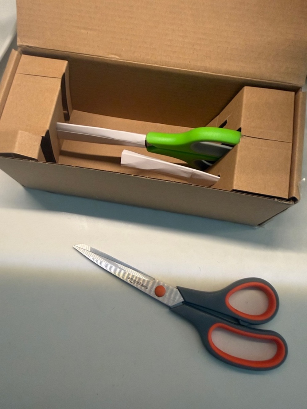 Amazon Gray and Orange Multipurpose Office Scissors with Soft-Grip Handles